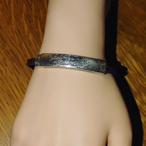 Believe In Yourself Bracelet Brighton Dark Brown Braided Leather Silver Accents - Picture 9 of 14